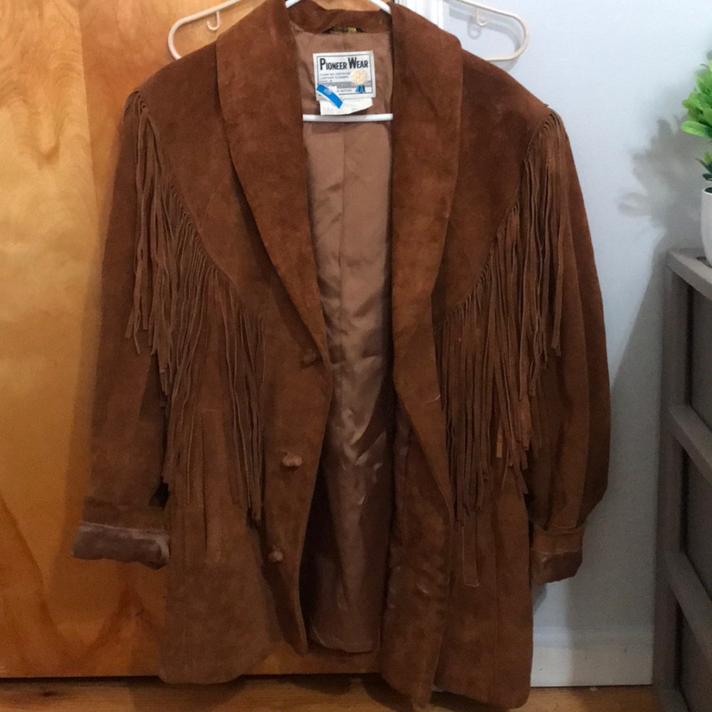 Genuine leather fringe jacket.